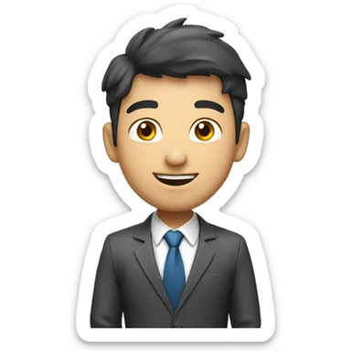 asian guy professional, with marketing chart, looking confident sticker