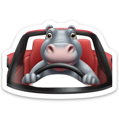 Hippo driving a Ferrari sticker