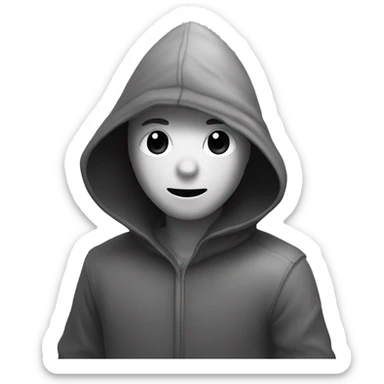 grayscale mysterious hooded boy in gloves sticker