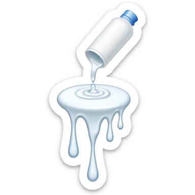 individual white glue drops falling and dripping out of a tube sticker