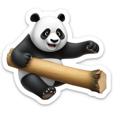 panda with wood sticker