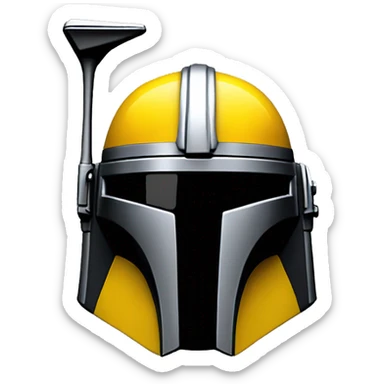 Mandalorian helmet black and yellow with antenna sticker