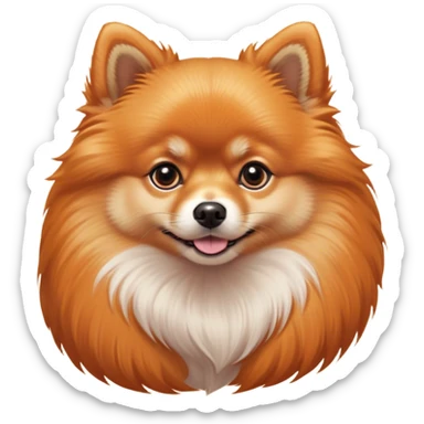 Cinematic Noble Orange Pomeranian Portrait Emoji, Poised and regal, with a compact, fluffy build and a well-groomed, vibrant orange Fur, deep-set soulful brown eyes, Simplified yet sharp and sophisticated features, highly detailed, glowing with a soft, dignified glow, high shine, intelligent and spirited, stylized with an air of elegance, focused and attentive, soft glowing outline, capturing the essence of a watchful and confident companion, so majestic it feels as though it could prance out of the screen with effortless authority! sticker