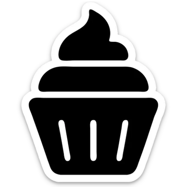 minimal flat icon cupcake with pink icing sticker