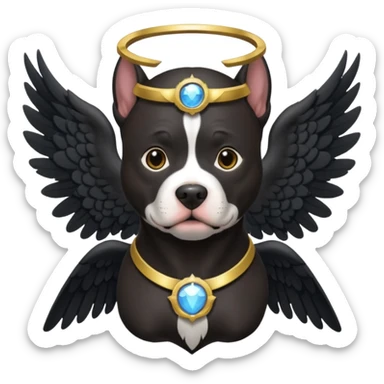 Black pitbull with wings and halo sticker