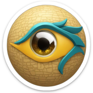 3d sphere with a cartoon Horse skin texture with Eye of Horus sticker