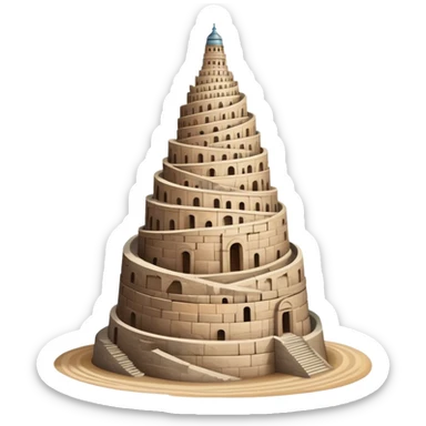 Tower of Babel, spiraling ancient tower reaching to the sky sticker
