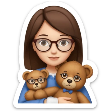 girl glasses and teddy  sticker