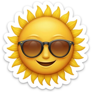 can i have an image of a yellow sun smilling with sun glasses on sticker