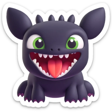 Toothless from 'How to Train Your Dragon' looking shocked, 3D emoji style sticker