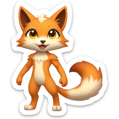 a anthro chibi-style cat-fox-Fakémon-hybrid full body sticker