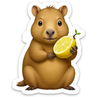 Capybara  holding  lemon sticker