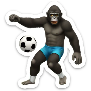 Gorila jugando fútbol sticker
