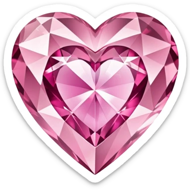crystal clear diamond heart with one mini pink heart inside of it  sticker