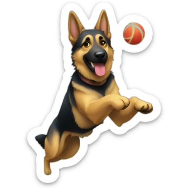 German shepherd catching a frisbee sticker