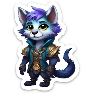 Cool cute Kawaii edgy fantasy shiny animal  fursona Fionbri vernid by griffsnuff & LiLaiRa & Falvie full body sticker