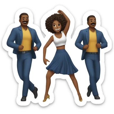 Mujer bailando con hombres  sticker