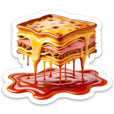 surreal salvadore dali style flying melting spam lasagna landscape sticker