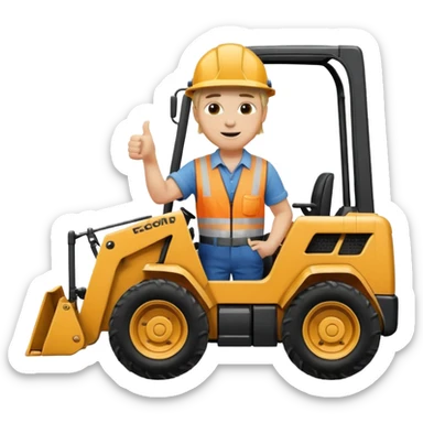 Blonde guy in a skid steer giving a thumbs up sticker