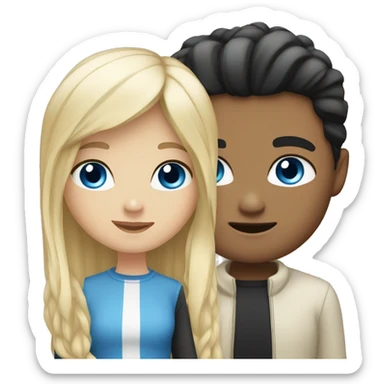 blonde hair and blue eyes girl next to black hair white boyfriend sticker