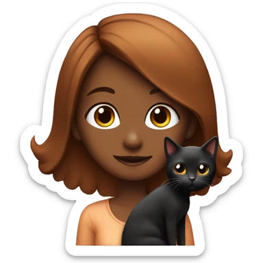 Chestnut girl with black cat sticker