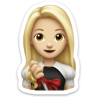 cute blonde girl holding a vampire stake  sticker