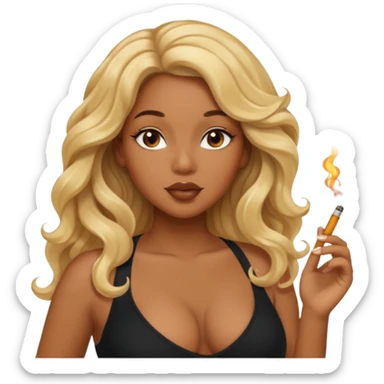 Curvy, blonde long hair, sfw intimate pose black girl smoking sticker
