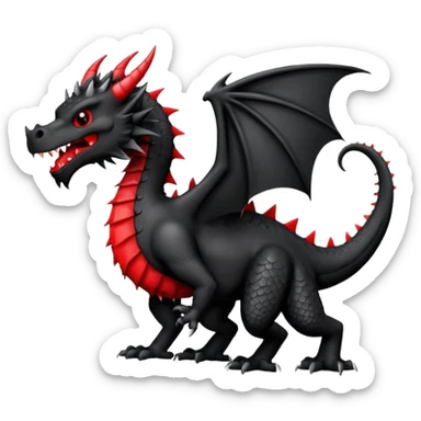 black Welsh dragon with spiked tail, heraldic style sticker