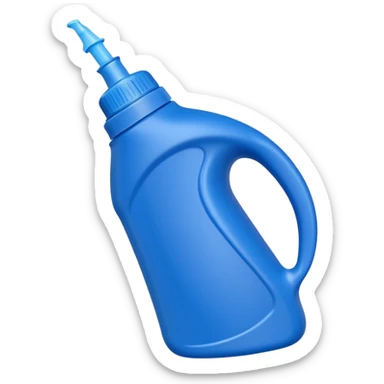 angled plastic squeeze bottle with curved neck and pointed nozzle for toilet rims, opaque or slightly translucent, bold colors blue, green, red, firm ergonomic shape, no label, brush, or toilet, apple emoji style, soft lighting, subtle shadows, transparent background, emoji scale sticker