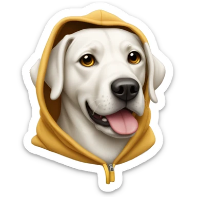 white dog lab with hoodie sticker