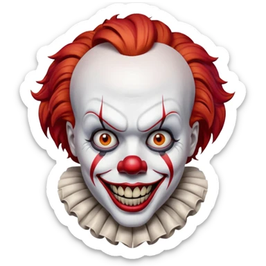 create a scary pennywise clown with cracks in his face sticker