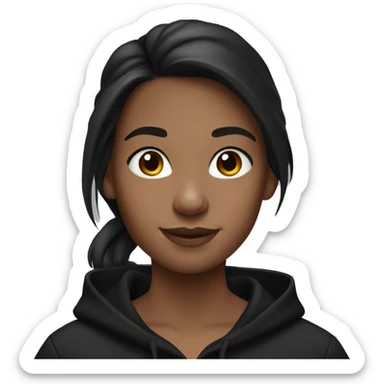 Girl with Dark brown hair and black hoodie and AirPods  sticker