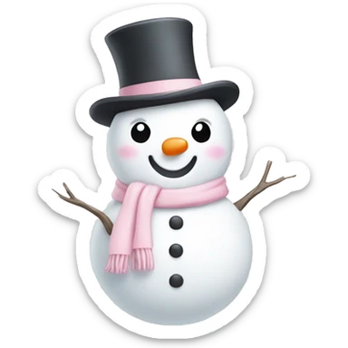 Cute white and light pink snowman sticker