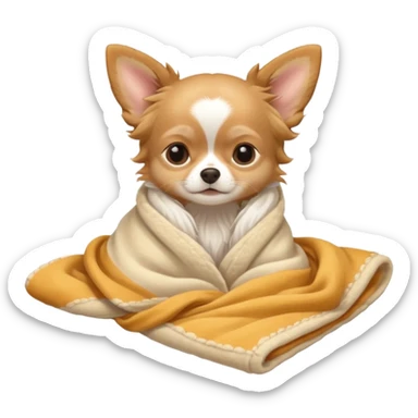 Long haired chihuahua, beige, without white variations on head! Add white on chest and white socks, sleeping cutely under blanket sticker