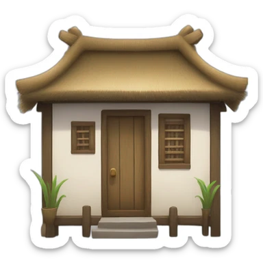 emoji of the front facade of a Chinese-style village hut with a thatched or reed roof sticker
