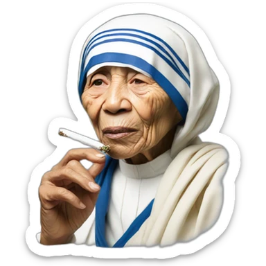 mother theresa smoking weed sticker