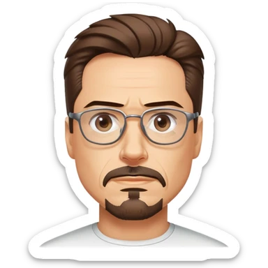 Tony Stark with glasses, goatee, and confident expression sticker