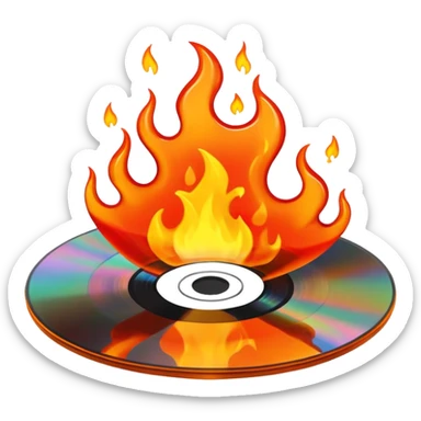 cd on fire sticker