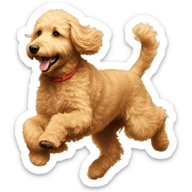 Golden doodle running  sticker
