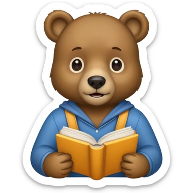 student bear with book sticker