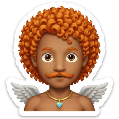 Black cupid with orange hair and mustache sticker