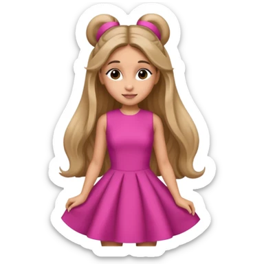 Ariana Grande with long dark blonde hair, dark pink dress sticker