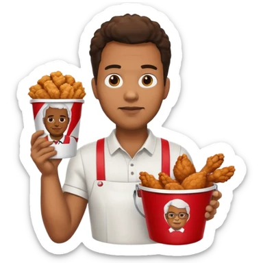 Black man holding a kfc bucket filled with fried chicken sticker