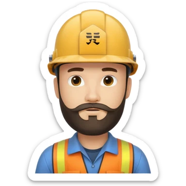 Ingeniero con barba y con casco y letra china minipeka   sticker