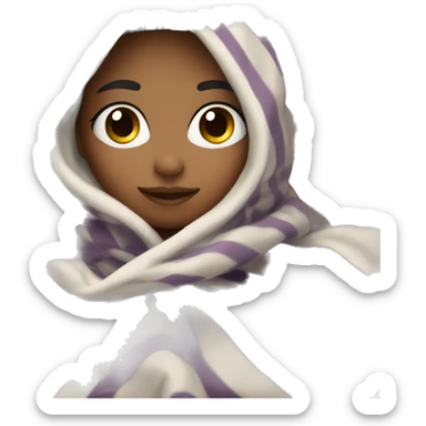 Pretty light skin girl with dark hair inside a blanket  sticker