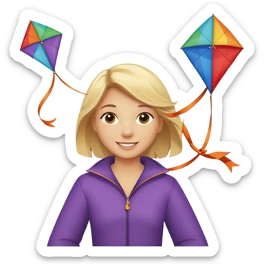 girl with kite,Kite Flyers, big kite. sticker