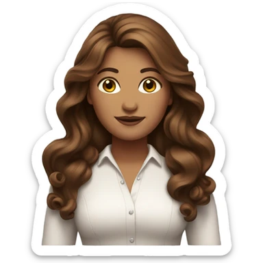 long, brown haired, beautiful and curvy  woman  sticker
