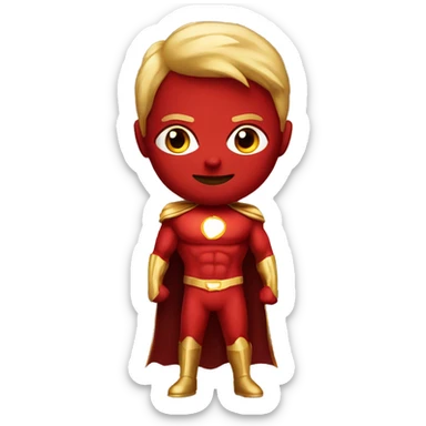 red and gold superhero sticker