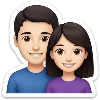 Brother ans sister, white skin, dark hair sticker