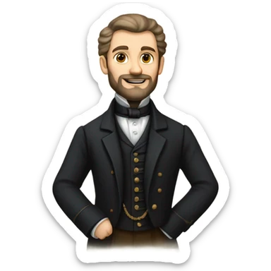 Ivan Kharytonenko, a famous Ukrainian philanthropist from Sumy. The emoji should depict him with a kind and noble expression, a well-groomed beard, and dressed in elegant 19th-century attire—such as a dark frock coat and a high-collared shirt.  sticker